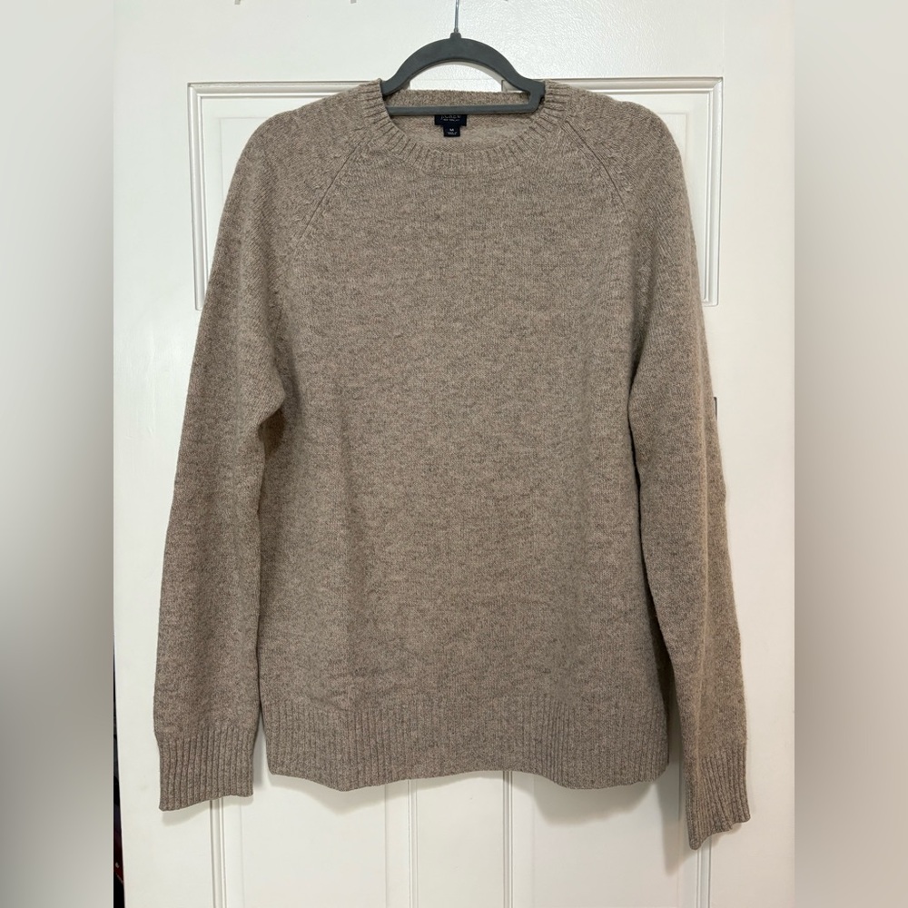 J. Crew Brown Crew Neck Sweater with Ribbed Cuffs